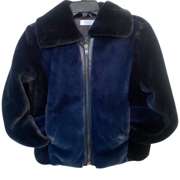 Bailey 44 Faux Fur Zip-Up Coat Black & Navy Women’s Size Small NWT - Picture 7 of 9
